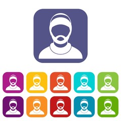 Poster - Bearded man avatar icons set