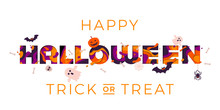 Halloween Greeting Card Vector Template Of Papercut Text
