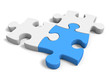 Three connected jigsaw puzzle pieces on a white background, 3D rendering