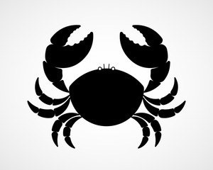 Vector black and white crab silhouette