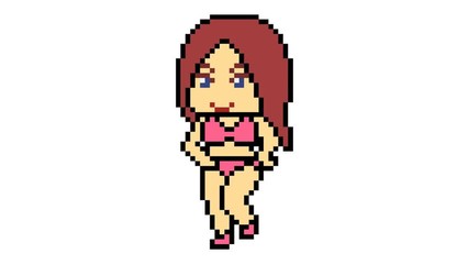 Poster -  pixel art woman walk animation