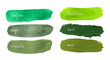 Smears of green color palette on white background