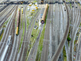Wall Mural - Aerial view of railroad tracks