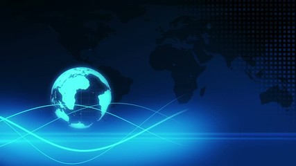 Wall Mural - earth technology, business and communications background loop 2 in 1 blue and green interface.