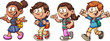 © Memoangeles - Kids walking and talking back to school. Vector clip art illustration with simple gradients.
