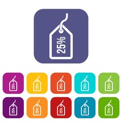 Poster - Tag with 25 discount icons set