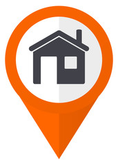 Poster - House orange pointer vector icon in eps 10 isolated on white background.