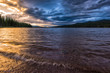 Stormy sunset on Seeley Lake in western Montana