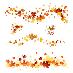 Wall Mural - fall leaves set