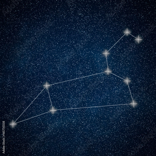Plakat Leo Constellation. Znak zodiaku Leo konstelacja linie Galaxy tło