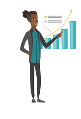 Poster - Young african businessman pointing at chart.