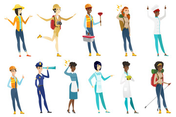 Sticker - Professional women vector illustrations set.