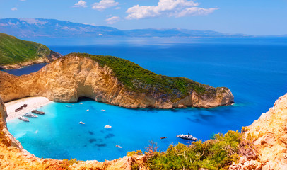 Wall Mural - Navagio bay and Ship Wreck beach in summer.