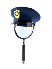 Canvas Print - Police hat with magnifying glass