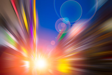 Wall Mural - colorful blur motion moving fast speed goto the future concept, acceleration drive with lightning fo