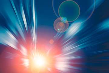 Wall Mural - blue tech tone of blur motion moving fast speed goto the future concept, acceleration drive with lig