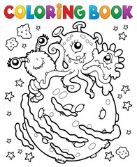 Poster - Coloring book three aliens on planet