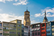 Stuttgart Rathaus Marketplace German City Pleasant Sunny Day Blue Sky European Landscape Colorful
