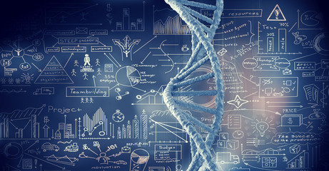 Wall Mural - dna molecule spiral. mixed media