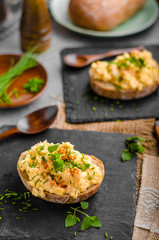 Canvas Print - Scrambledd eggs with chive and chilli