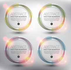 Wall Mural - Abstract circle vector banner set of 4. Isolated with realistic light and shadow on the light panel. Each item contains space for own text. Vector illustration. Eps10.