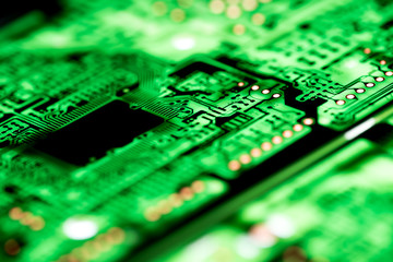 Abstract, close up of Circuits Electronic on Mainboard Technology computer background 
(logic board,cpu motherboard,Main board,system board,mobo)