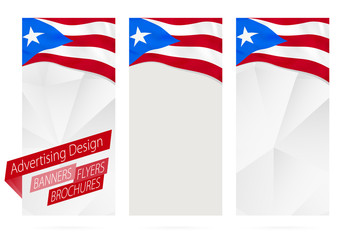 Wall Mural - Design of banners, flyers, brochures with flag of Puerto Rico.