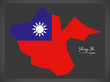 Jilong Shi Taiwan map with Taiwanese national flag illustration