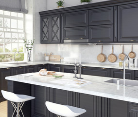 Classic design of kitchen 3D Rendering