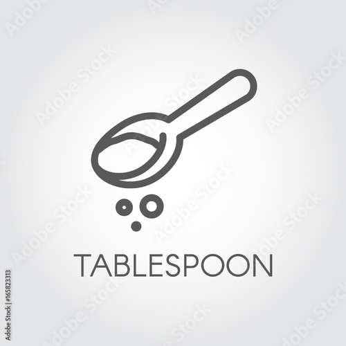 Fotografia, Obraz Linear icon of kitchen tablespoon with abstract ingredient