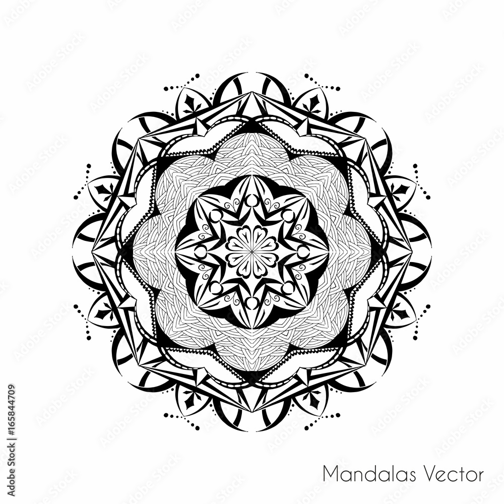 Beautiful floral design mandala design icon. Round Ornament Pattern. Hand drawing  - obrazy, fototapety, plakaty 