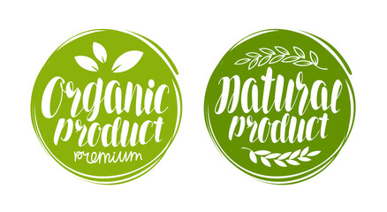organic, natural product logo or label. element for design menu restaurant or cafe. handwritten lett