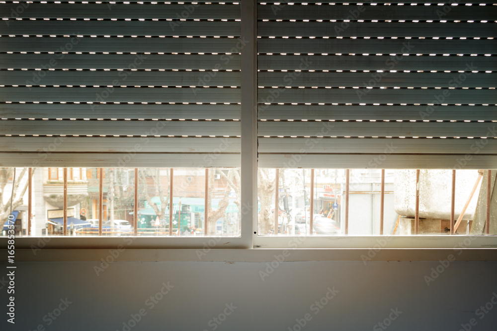 Window Partially Shut Window with half open shutter and sunlight Stock Photo | Adobe Stock