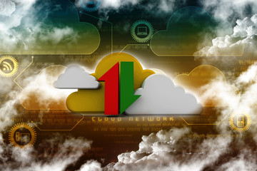 Poster - 3d illustration Cloud with uploading downloading arrow 