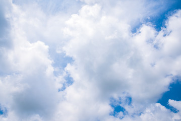 Fantastic soft white clouds against blue sky background