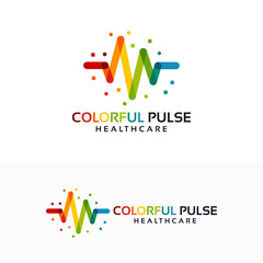 Wall Mural - Colorful Pulse Logo minimalist vector, Colorful Pulse Icon