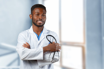 Wall Mural - African american medical doctor man.