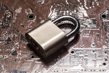 Poster - padlock on a computer circuit board
