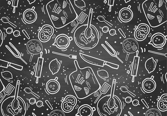 Hand Drawn Chalkboard cooking  pattern