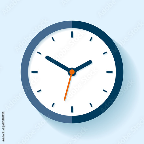 Cuadros en Lienzo Clock icon in flat style, timer on blue background