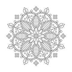 Wall Mural - Abstract mandala, centerpiece or whimsical snowflake line art design or coloring page
