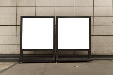 Large blank billboard on a street wall, banners with room to add your own text