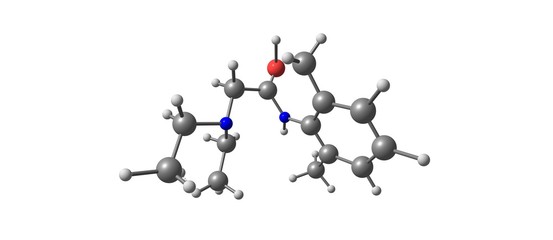 Wall Mural - Lidocaine molecular structure isolated on white