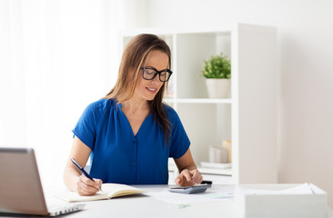 Sticker - woman with calculator and notebook at office