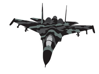 Sticker - Camouflaged aircraft. Vector silhouette