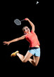 Woman badminton player (version with shuttlecock)