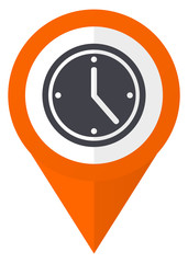 Fototapete - Time orange pointer vector icon in eps 10 isolated on white background.