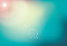 Flashes Of Light Against A Teal Blue Sky Background. Vertical Soft Colored Pastel Backdrop With Rays Of Light In Vector Format