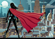 Super Heroine Watch 3 / Superhero watching over city at night. 