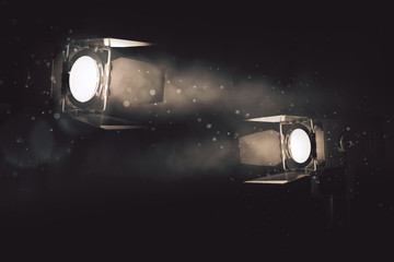 Aufkleber - Two spotlights on smoky backdrop